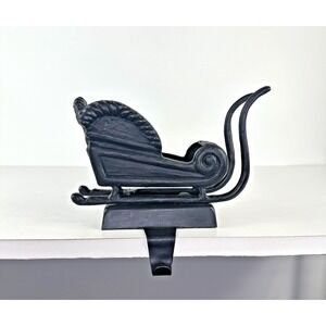 Pottery Barn Christmas Santa's Sleigh Black Bronze Metal Stocking Holder Hanger